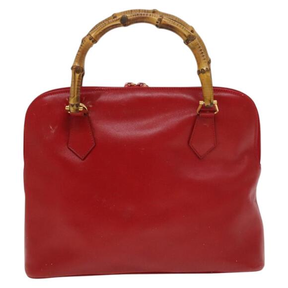 GUCCI Bamboo Hand Bag Leather Red Gold 000 2214 000 2214 - Picture 2 of 16